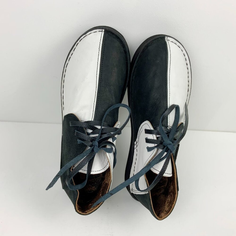Men's Leather Black/White Split Toe Chukka Boots Italy Sz 8 - 8.5 - Picture 6 of 16